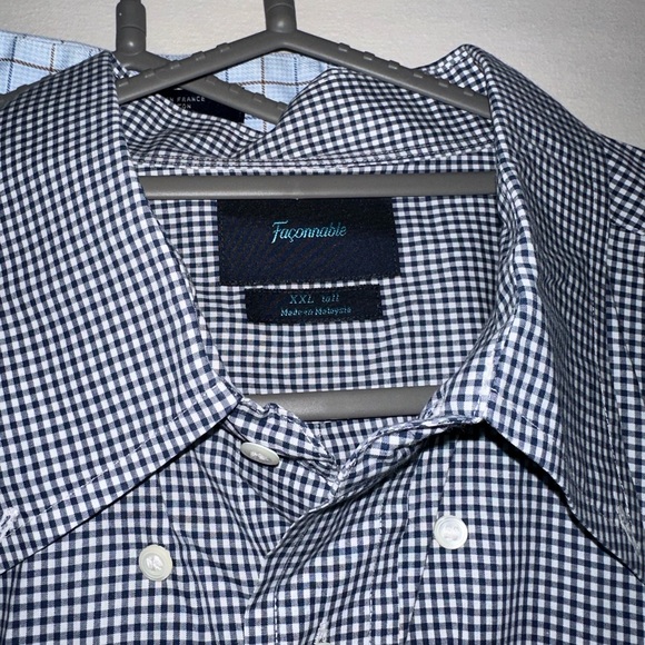 3 Façonnable Button down men’s shirts. 2XL Tall Blue Plaid - Picture 4 of 6